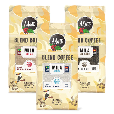 Zestaw kaw ziarnistych Mila Crema, Aroma i Espresso - Mott Coffee