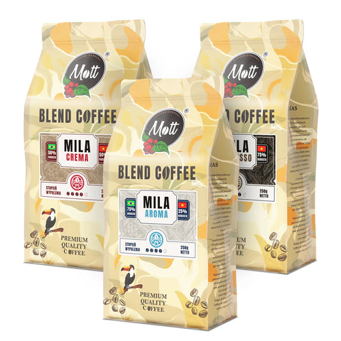 Zestaw kaw ziarnistych Mila Crema, Aroma i Espresso - Mott Coffee